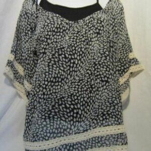 LOGIX 2 piece blouse top camisole black grn Wom PM NWT
